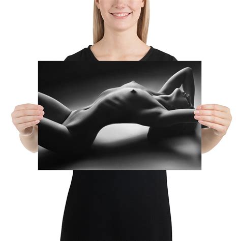Sensual Nude Woman Lying On The Floor Black White Luster Photo Print