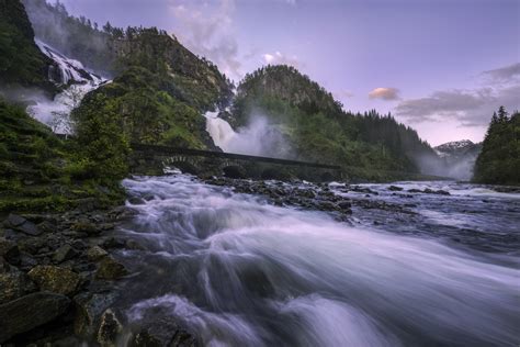 Desktop Wallpapers Norway Latefossen Waterfall Crag X