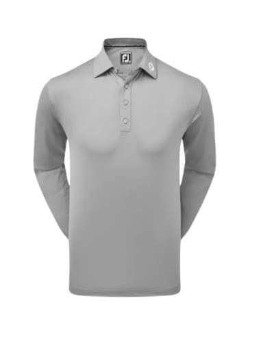 Comprar Footjoy Thermolite Long Sleeved Smooth Pique Grey Polo Hombre