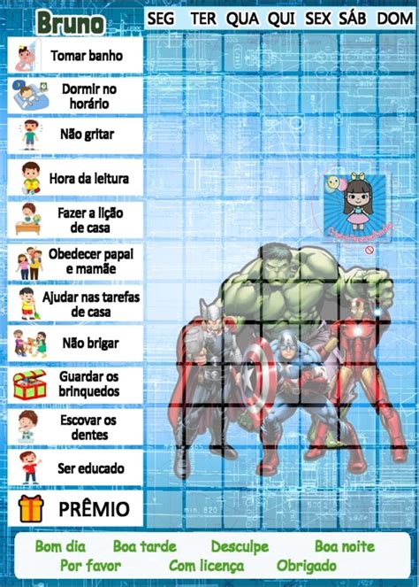 Quadro De Rotina Regras E Deveres Infantil