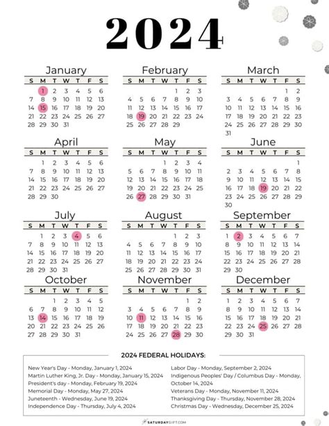 List of Federal holidays 2024 in the U.S. | SaturdayGift