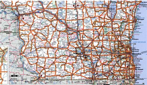 Wisconsin state highway map with truck routes area roads map trucker ...