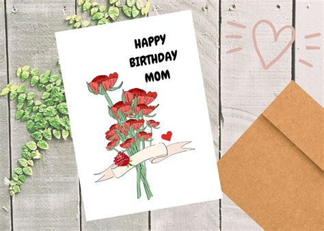 Happy Birthday Mom Plus Envelopebirthday Card For Mommoms Etsy In