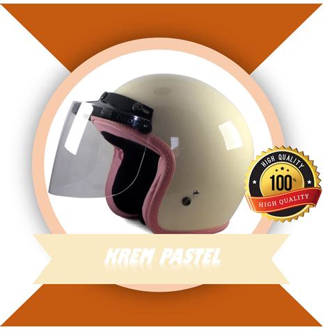 Jual Helm Bogo Atau Helm Retro Sada Rosa Warna Krem Pastel Dengan Kaca