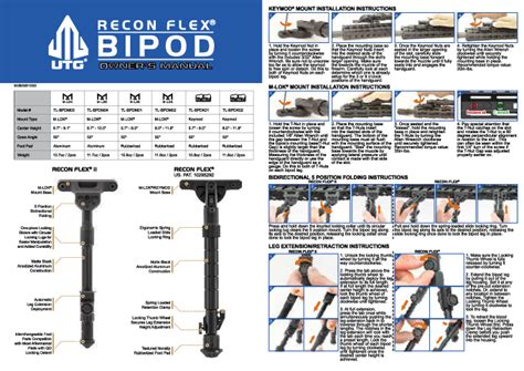 UTG Recon Flex Bipod Instruction Manual - Installation Guide and ...