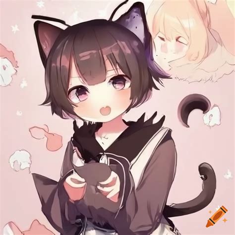 Cute Short Haired Cat Girl In Chibi Anime Style On Craiyon