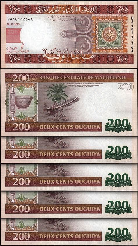 Mauritania Ouguiya Unc Pcs Lot Consecutive P