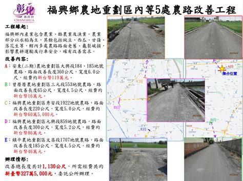 王縣長視察秀水鄉、福興鄉農地重劃區內路面破損農路改善工程110823便民服務 彰化縣政府地政處