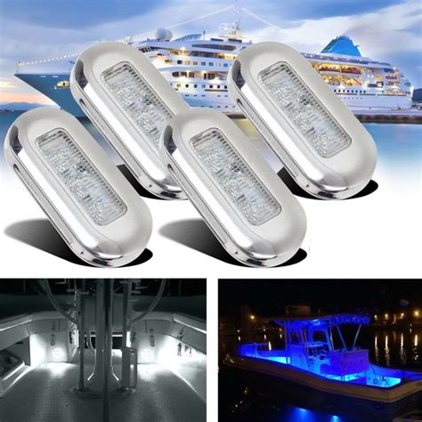 4x 3 Led 12v Boat Stair Deck Side Marker Light Courtesy Lights Indicator Turn Signal Lighting