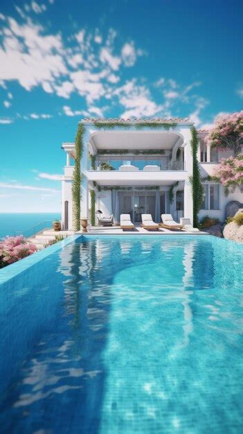 Premium Ai Image Luxury Villa With Infinity Pool Generative Ai