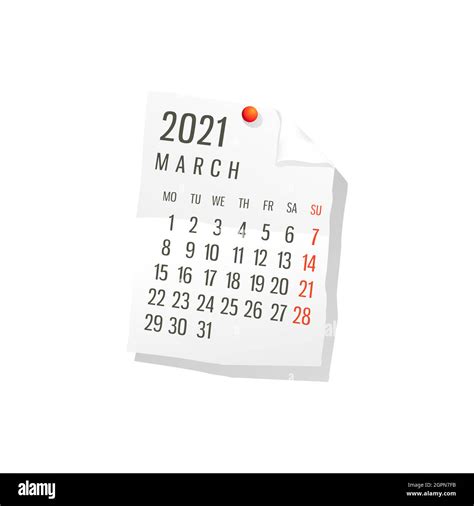 2021 March Vector Calendar Stock Vector Image And Art Alamy