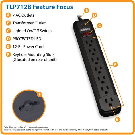 Surge Protector 7 Outlet 1080 Joules 12 Ft Cord Led Eaton