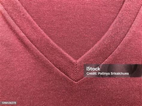 Blank V Neck Tshirt Mockup Template On A Red Plain Tshirtcloseup V Neck ...