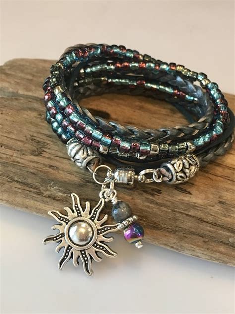 Bracelet Boho Wrap Bracelet Leather Bracelet Leather Beaded Etsy