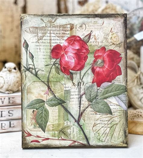 A Red Rose Painted On An Old Book