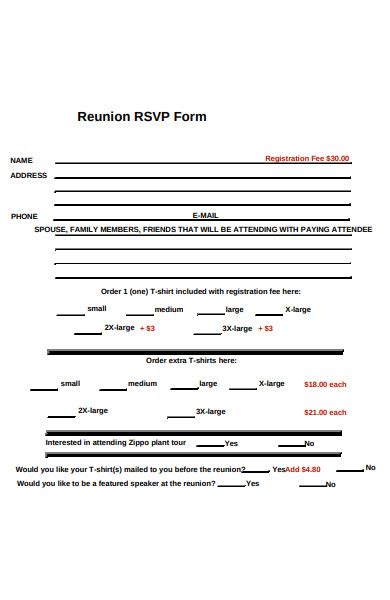 Free 50 Rsvp Forms In Pdf Ms Word