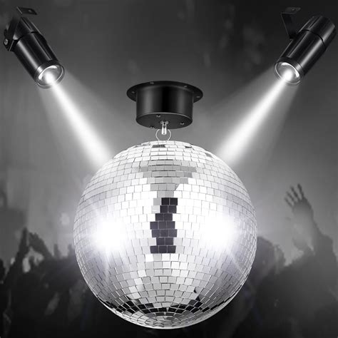 Retisee 12 Inch Mirror Ball 2 5RPM Rotating Disco Ball Mount Motor