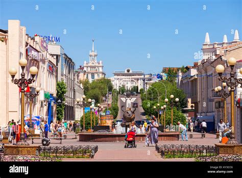 ULAN-UDE, RUSSIA - JULY 15, 2016: Ulitsa Lenina is a pedestrian arbat ...