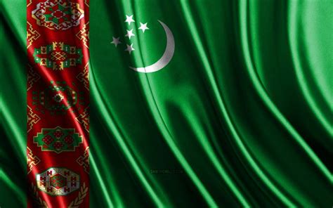 Download Flag Of Turkmenistan 4k Silk 3d Flags Countries Of Asia