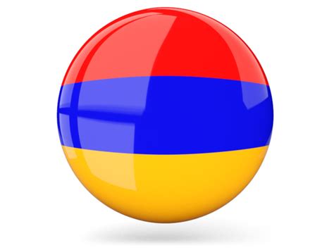 Glossy round icon. Illustration of flag of Armenia