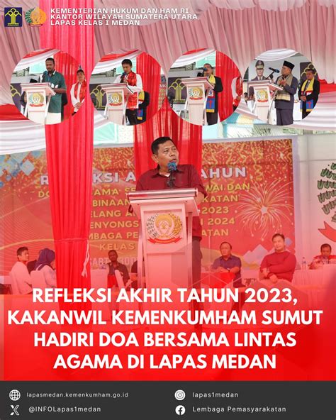 Refleksi Akhir Tahun 2023 Kakanwil Kemenkumham Sumut Hadiri Doa