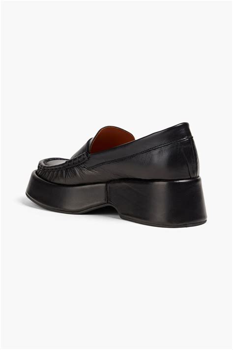 Ganni Crystal Embellished Leather Platform Loafers The Outnet