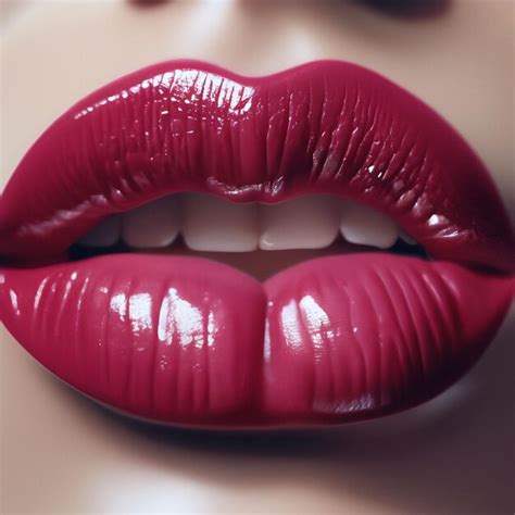 Premium Photo Beautiful Female Lips With Red Lipstick Closeup Shot