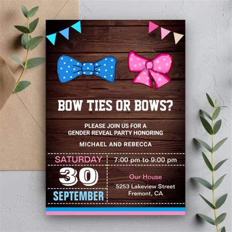 Bow Ties Or Bows Gender Reveal Party Invitation Zazzle