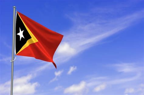 Bandeira da república democrática de timor leste sobre ilustração 3d de