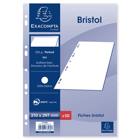 Fiche Bristol Perfor E X Mm Blanc X Exacompta Le Lot De