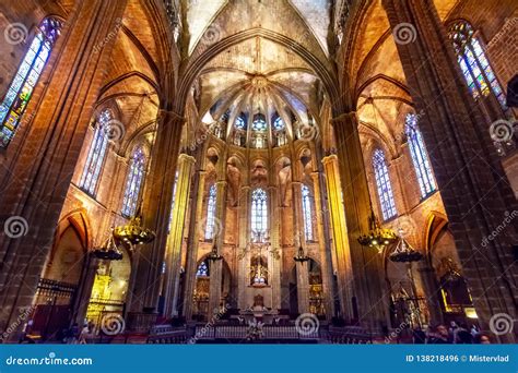 Cathedral Of The Holy Cross And Saint Eulalia Interior In Gothic