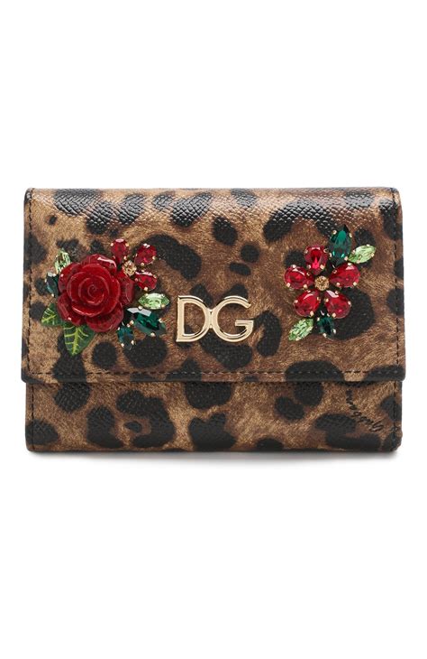 Женские коричневые кожаный кошелек с леопардовым принтом DOLCE ...