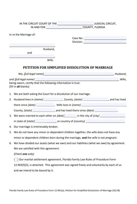 Divorce Forms Free Word Templates