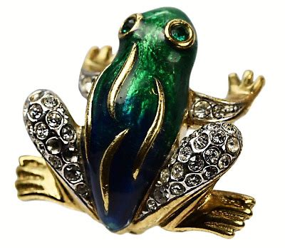 Vintage Attwood Sawyer Small Enamel Crystal Frog Brooch Pin Ebay