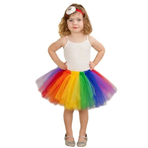 2018 Summer Fluffy 3 Layer Girls Rainbow Tutu Skirts Baby Kids Tulle Tutu Skirt Children Baby ...