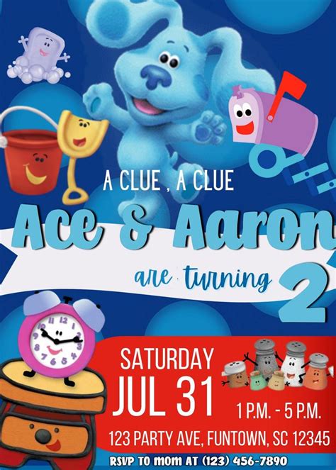 Blues Clues Inspired Digital Birthday Party Invitation Etsy Canada In