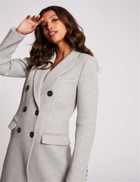 Manteau Droit Boutonn Gris Clair Femme Morgan