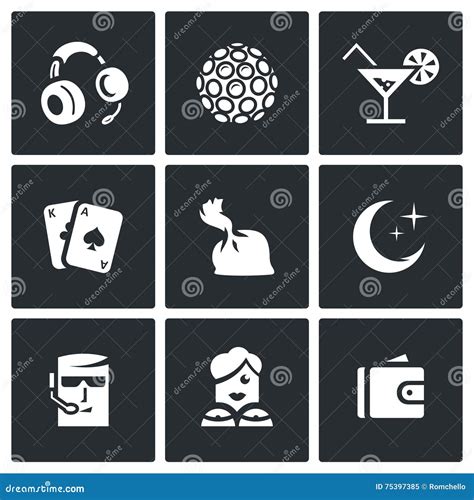 Vector Set Of Night Club Icons Stock Vector Illustration Of Industry