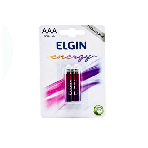 Pilha Recarregável AAA 1000 mAh 1 2V Elgin c 2 Unidades 82170 na