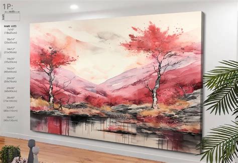 Red Tree Canvas Art Landscape Wall Art Beautiful Red Tree Print