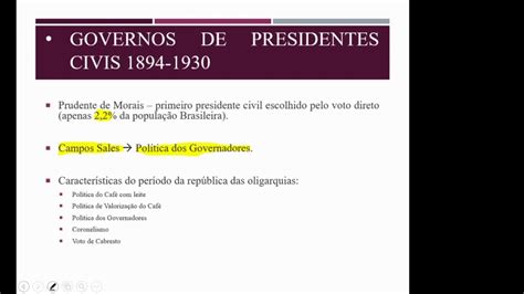 03 República oligárquica clientelismo e coronelismo YouTube