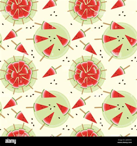 Seamless Watermelons Pattern Vector Background Vector Illustration