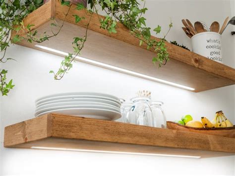 Floating Shelf With Led Lights Kitchen Shelving Free Etsy Floating