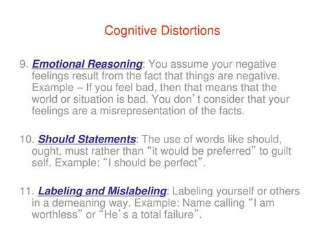 50 Common Cognitive Distortions