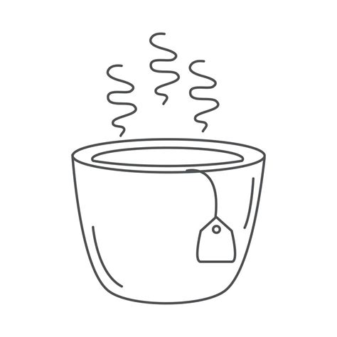 Tea Teacup With Teabag Hot Beverage Antioxidant Line Icon Style 2692045 Vector Art At Vecteezy