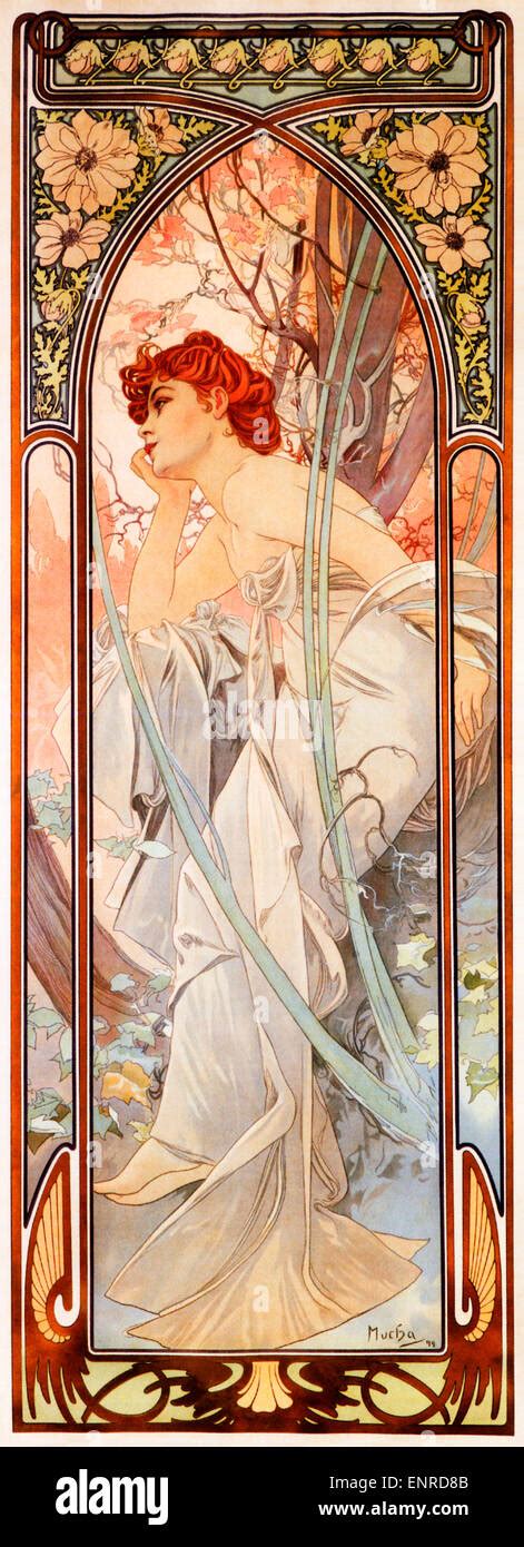 Mucha R Verie Du Soir Affiche Art Nouveau Par L Artiste Tch Que