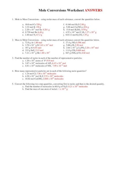 Recolectar Images Mole Conversion Worksheet Answer Key Viaterra Mx