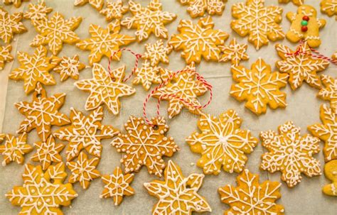 Christmas Composition Beautiful Delicious Homemade Snowflakes And