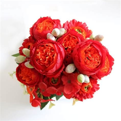 Fleur Sechee C Red Bouquet De Fleurs Artificielles Roses T Tes Et