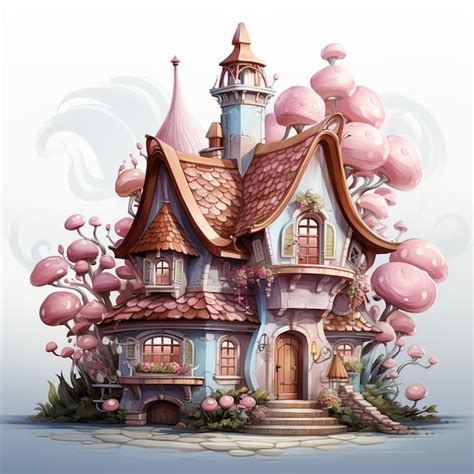 Premium Photo Cartoon Illustration Of A Fairy House With A Tower And